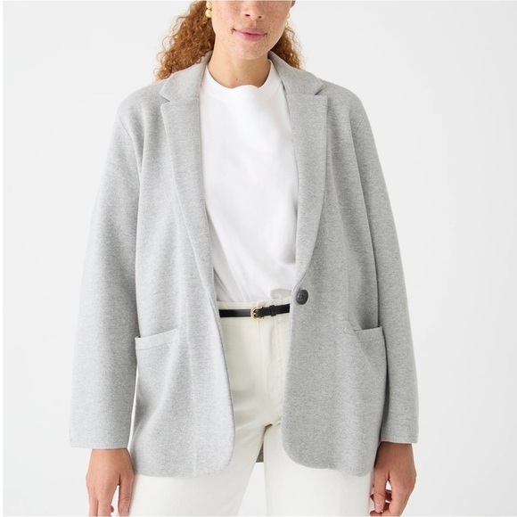 J. Crew Cecile Knit Blazer Relaxed Fit Small Soft Thick Sweater Jacket Pockets - Picture 1 of 16